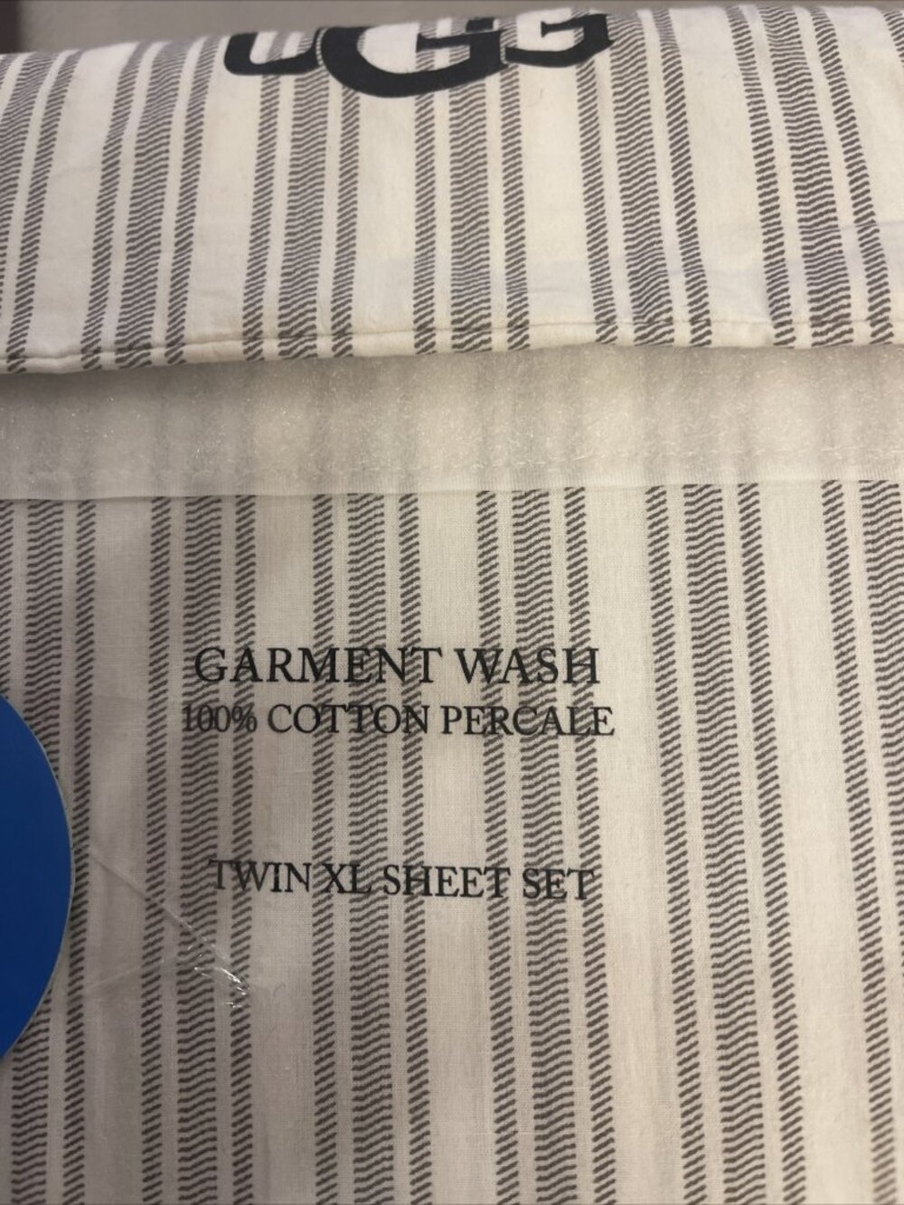Ugg Twin Sheet Set Irene 100% Cotton Percale Garment Wash Brand Brown White